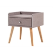 American Eagle Furniture 1 Drawer Fabric Nightstand in Light Gray