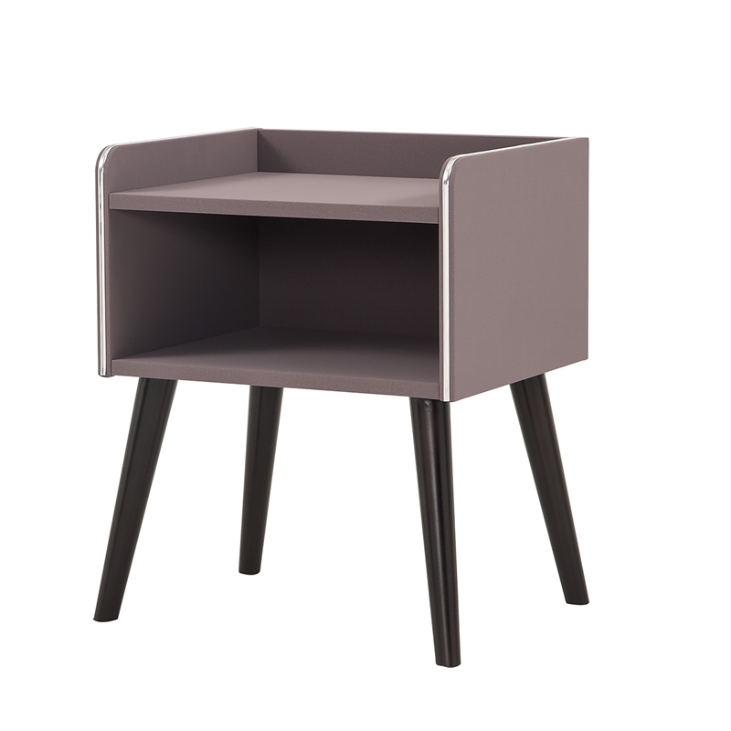 American Eagle Furniture Open Storage Wood Nightstand in Gray and Purple