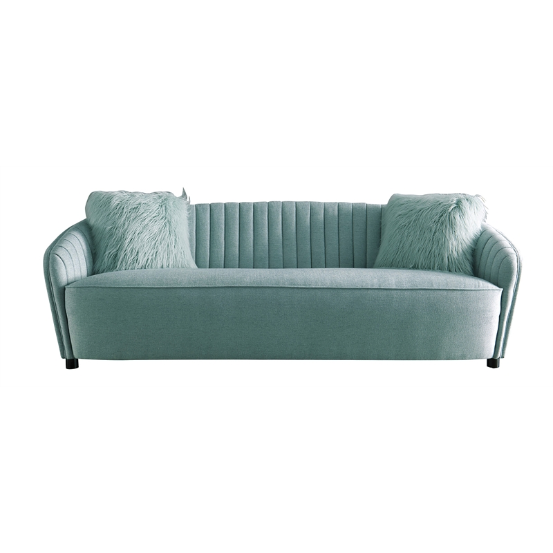 American Eagle Furniture Tufted Fabric Sofa in Light Green