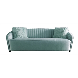 American Eagle Furniture Tufted Fabric Sofa in Light Green