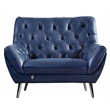 American Eagle Furniture Tufted Leather Accent Chair in Navy Blue