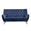 American Eagle Furniture Tufted Leather Loveseat in Navy Blue
