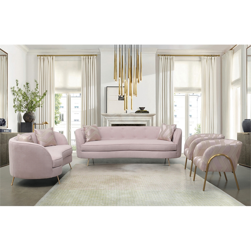 American Eagle Furniture Tufted Fabric Sofa in Pink Color