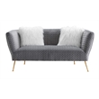 American Eagle Furniture Quilted Velvet Loveseat with Metal Legs in Gray