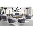 American Eagle Furniture Quilted Velvet Loveseat with Metal Legs in Gray