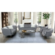 American Eagle Furniture Quilted Modern Velvet Sofa with Metal Legs in Gray