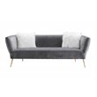 American Eagle Furniture Quilted Modern Velvet Sofa with Metal Legs in Gray