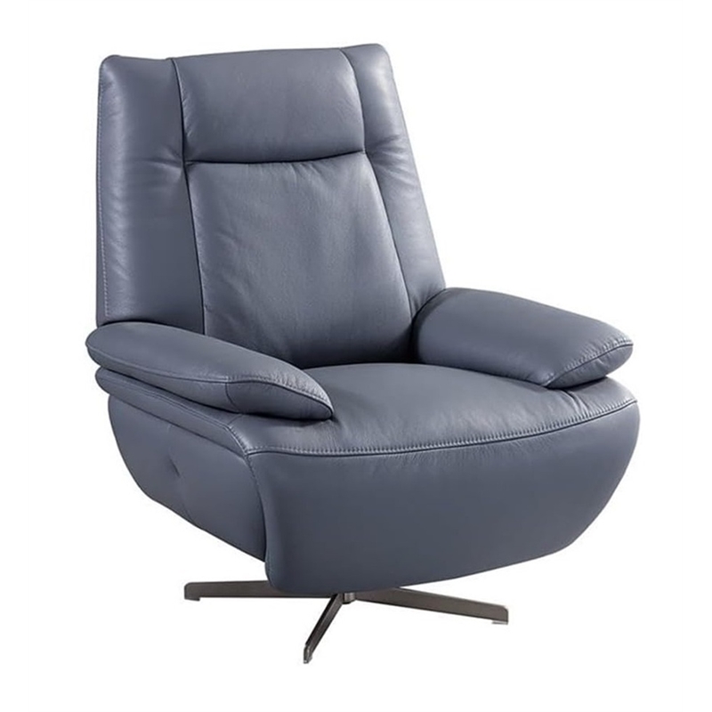 American Eagle Furniture Top Grain Leather Accent Chair in Blue Gray