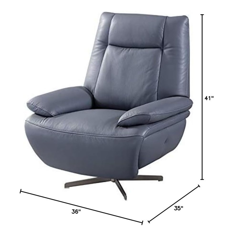 American Eagle Furniture Top Grain Leather Accent Chair in Blue Gray