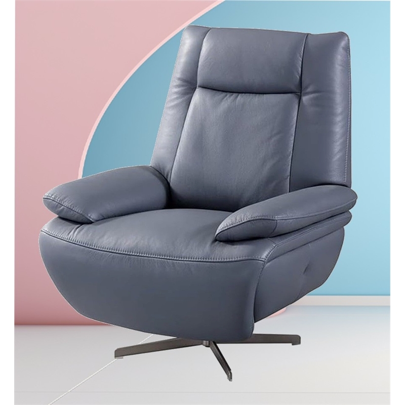 American Eagle Furniture Top Grain Leather Accent Chair in Blue Gray