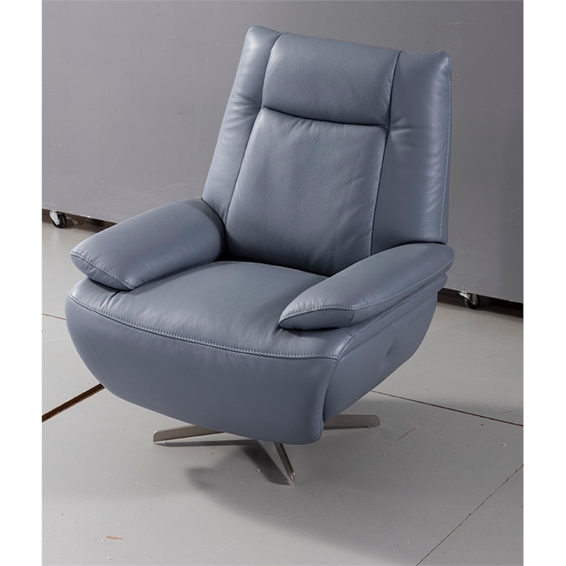 American Eagle Furniture Top Grain Leather Accent Chair in Blue Gray