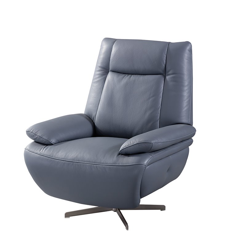 American Eagle Furniture Top Grain Leather Accent Chair in Blue Gray