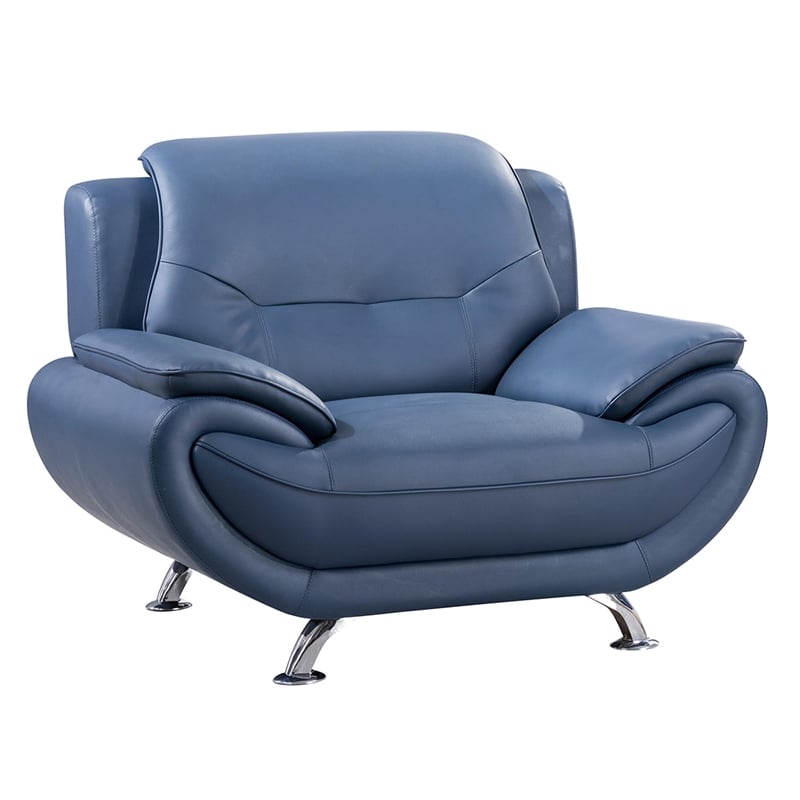 American Eagle Furniture Faux Leather Accent Chair in Blue and Gray