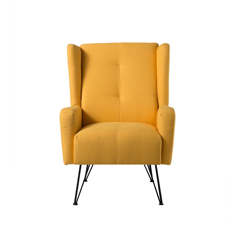American Eagle Furniture Mid Century Modern Fabric Accent Chair in Yellow