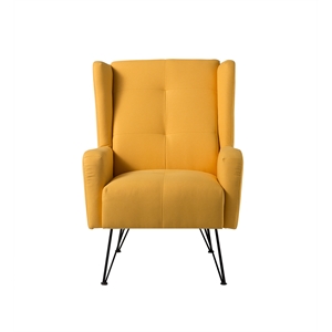 American Eagle Furniture Mid Century Modern Fabric Accent Chair in Yellow