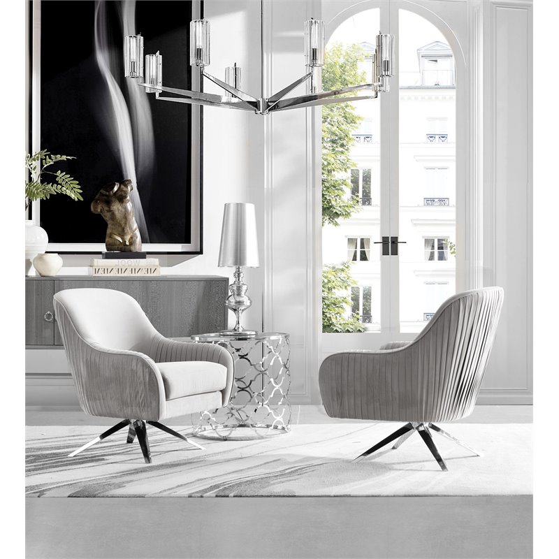 American Eagle Furniture Velvet Accent Chair in Gray