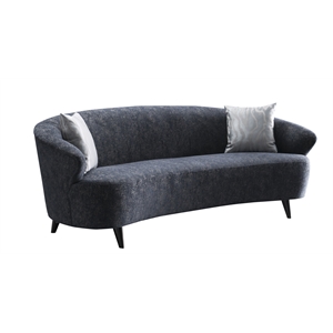 American Eagle Furniture Modern Fabric Curved Sofa in Dark Blue Color