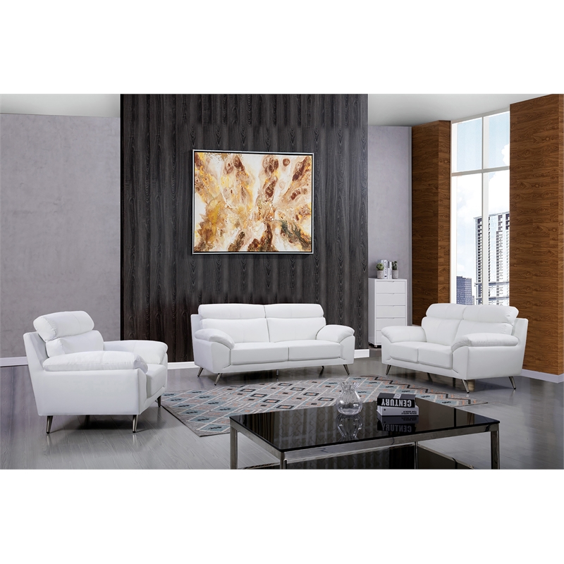 American Eagle Furniture Modern Leather Sofa in White