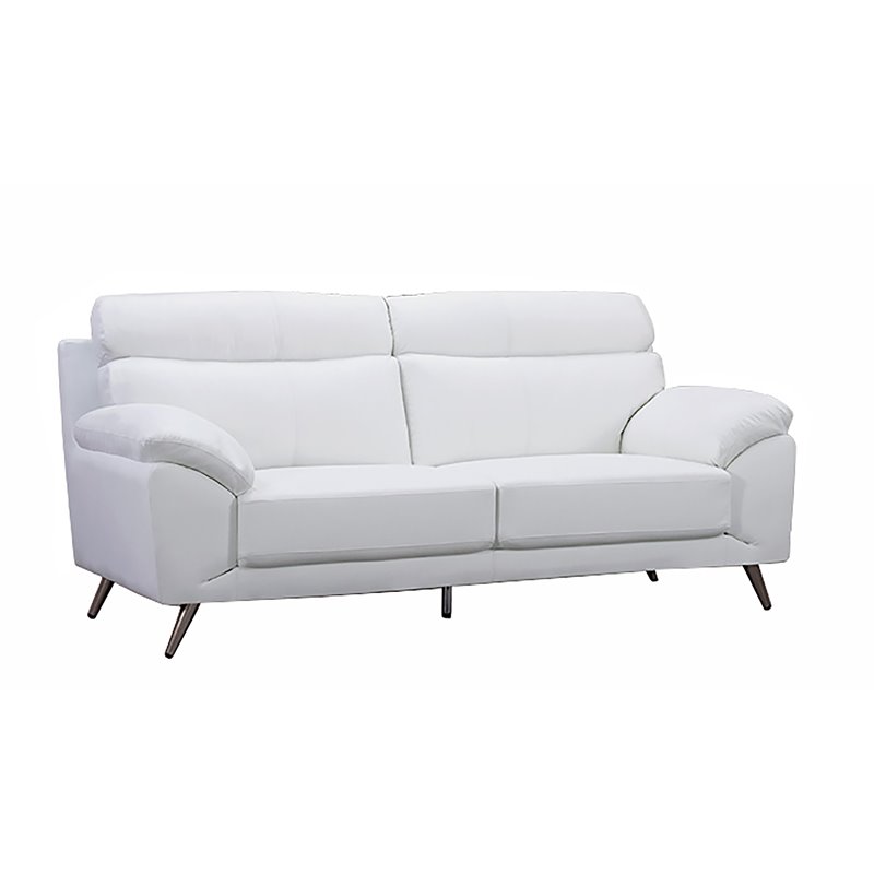 American Eagle Furniture Modern Leather Sofa in White