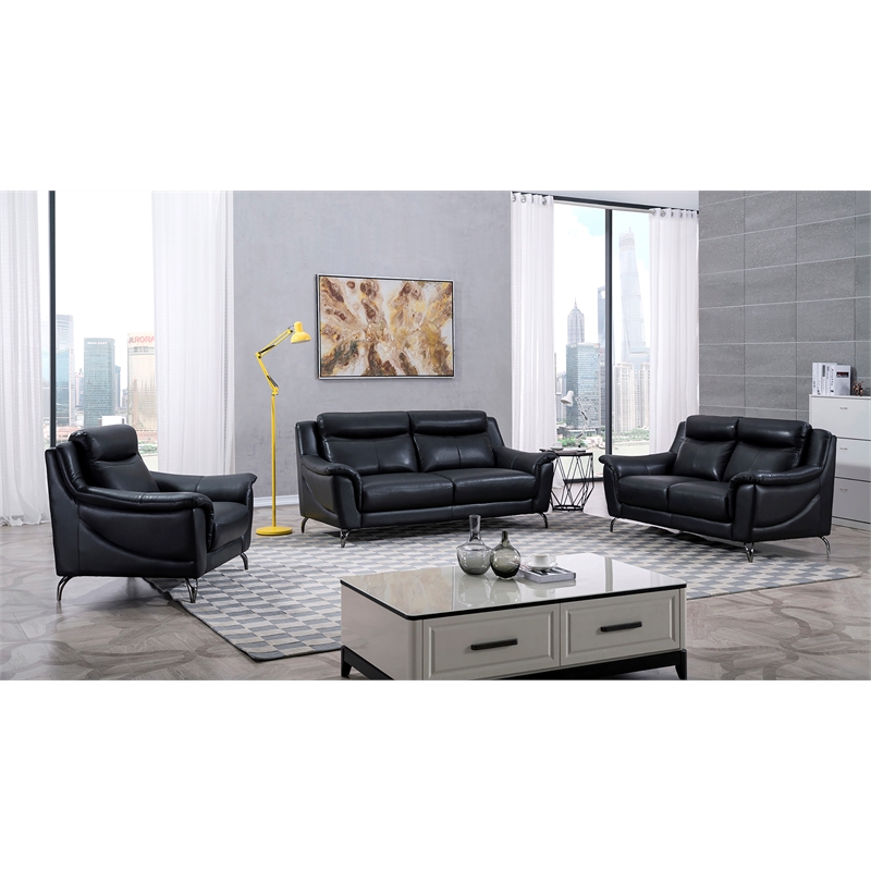 American Eagle Furniture Faux Leather Accent Chair in Black