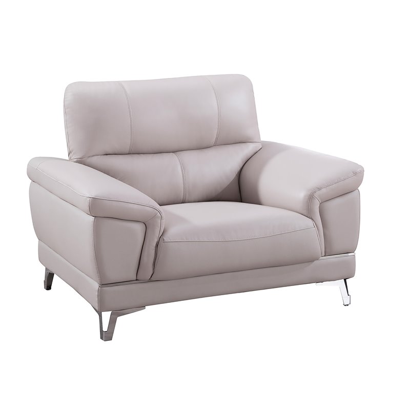 American Eagle Furniture Genuine Leather Accent Chair in Light Gray