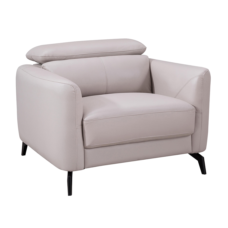 American Eagle Furniture Genuine Leather Accent Chair in Light Gray