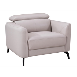 American Eagle Furniture Genuine Leather Accent Chair in Light Gray