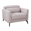 American Eagle Furniture Genuine Leather Accent Chair in Light Gray
