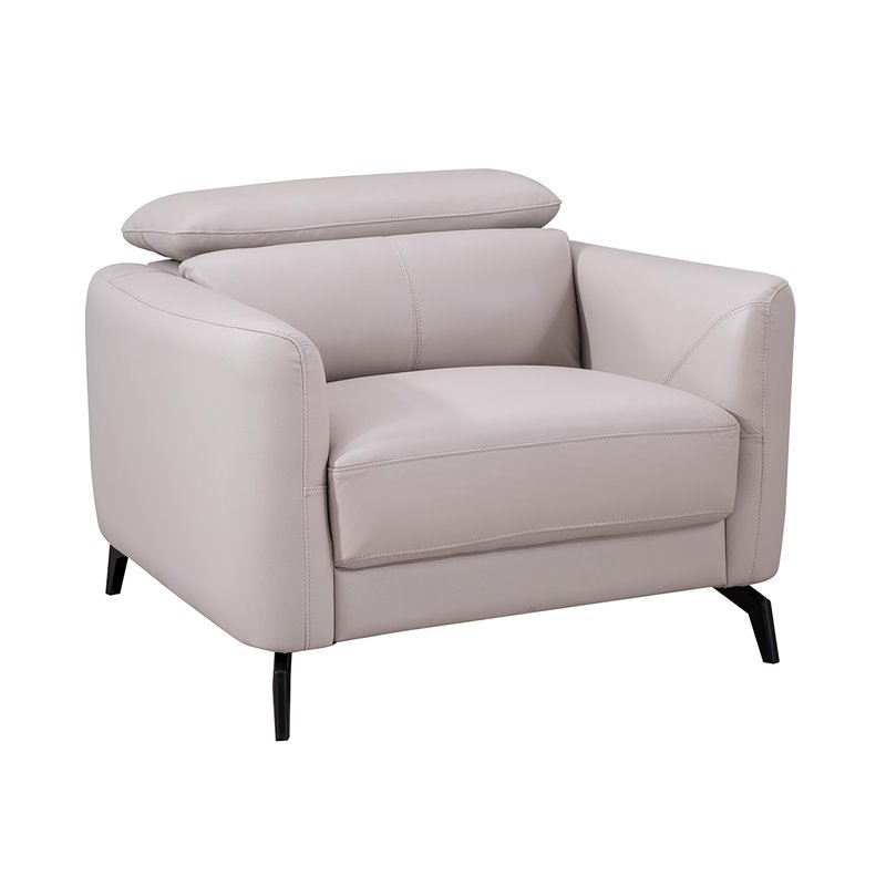 American Eagle Furniture Genuine Leather Accent Chair in Light Gray