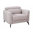 American Eagle Furniture Genuine Leather Accent Chair in Light Gray