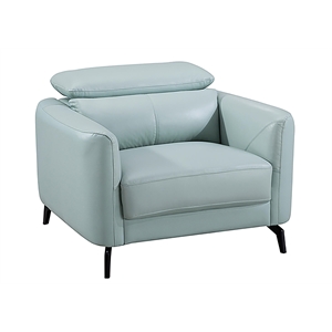 American Eagle Furniture Genuine Leather Accent Chair in Light Teal (Turquoise)