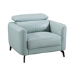 American Eagle Furniture Genuine Leather Accent Chair in Light Teal (Turquoise)