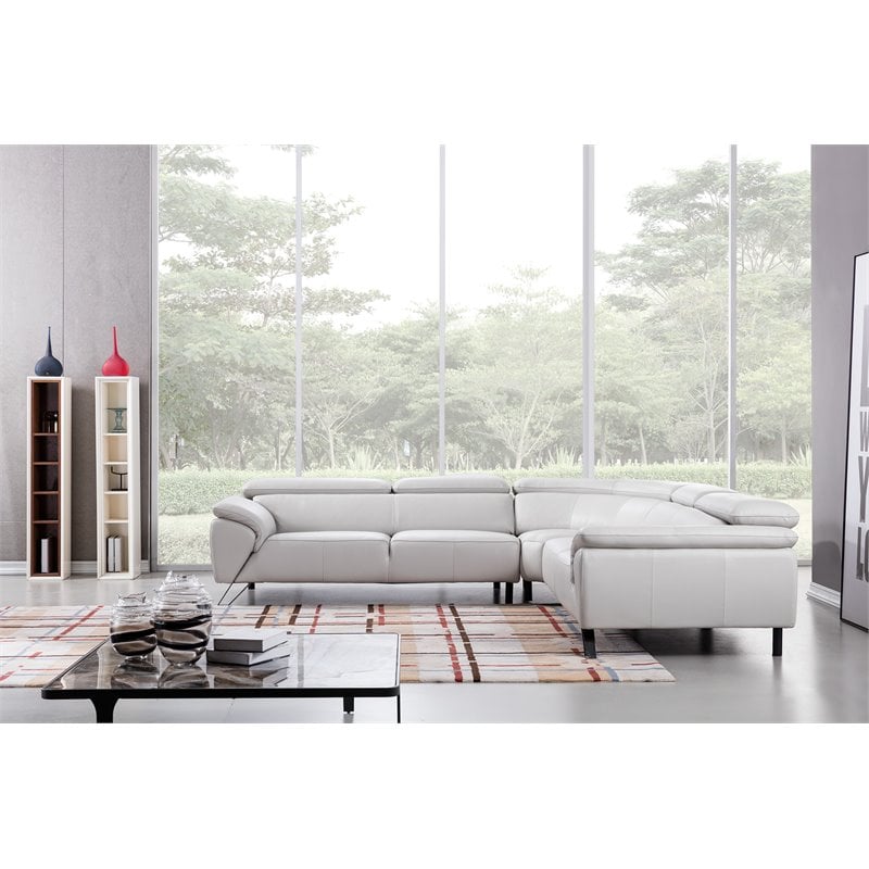 American Eagle Furniture Italian Leather Sectional in Light Gray