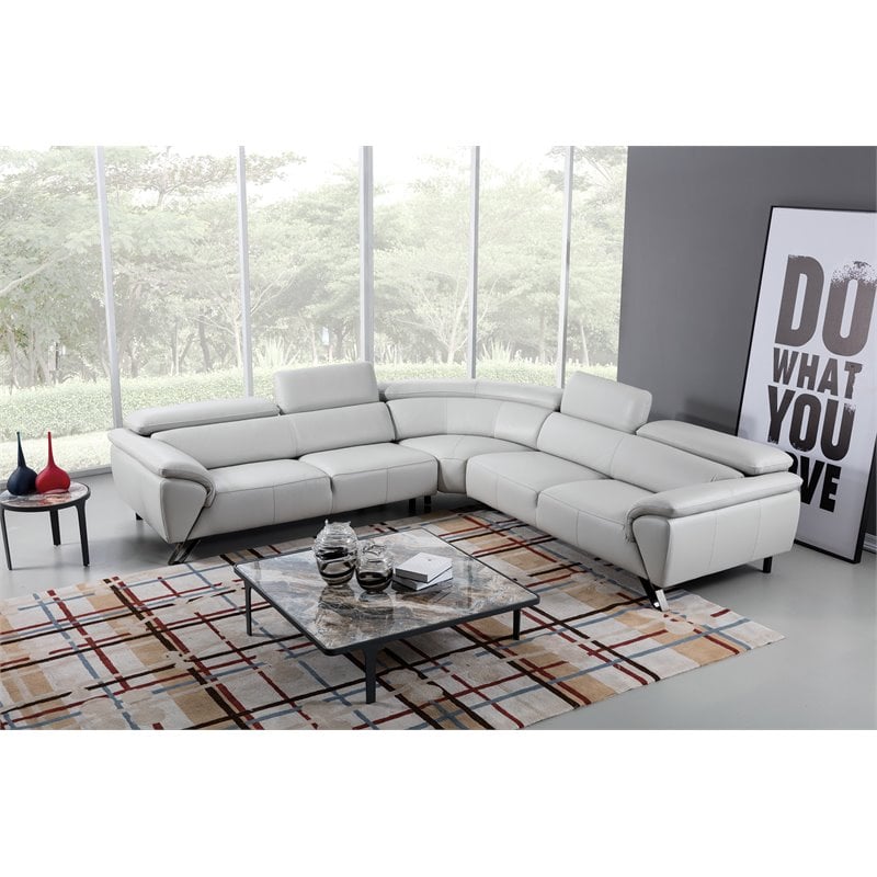 American Eagle Furniture Italian Leather Sectional in Light Gray