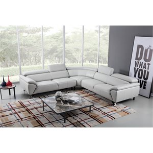 American Eagle Furniture Italian Leather Sectional in Light Gray