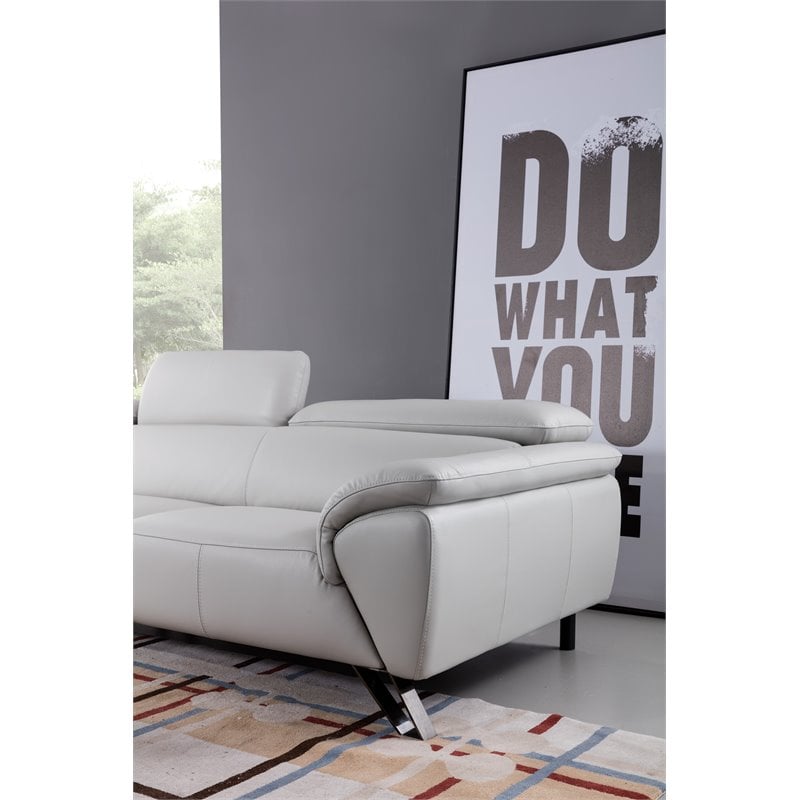 American Eagle Furniture Italian Leather Sectional in Light Gray