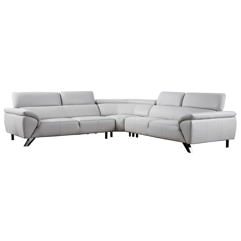 American Eagle Furniture Italian Leather Sectional in Light Gray