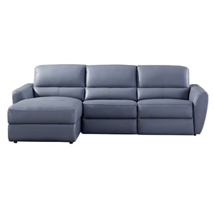 American Eagle Furniture Italian Leather Sectional in Blue and Gray