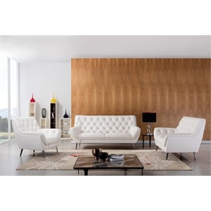 American Eagle Furniture Italian Leather Loveseat in White