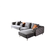 AE-LD831L 3 Piece Gray Velvet Fabric Right Side Facing Chaise Sectional