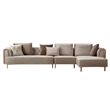 AE-LD831L 3 Piece Cream Color Velvet Fabric Right Side Facing Chaise Sectional