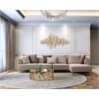 AE-LD831L 3 Piece Cream Color Velvet Fabric Right Side Facing Chaise Sectional