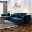 AE-LD831L 3 Piece Royal Blue Velvet Fabric Right Side Facing Chaise Sectional