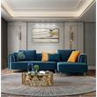 AE-LD831L 3 Piece Royal Blue Velvet Fabric Right Side Facing Chaise Sectional