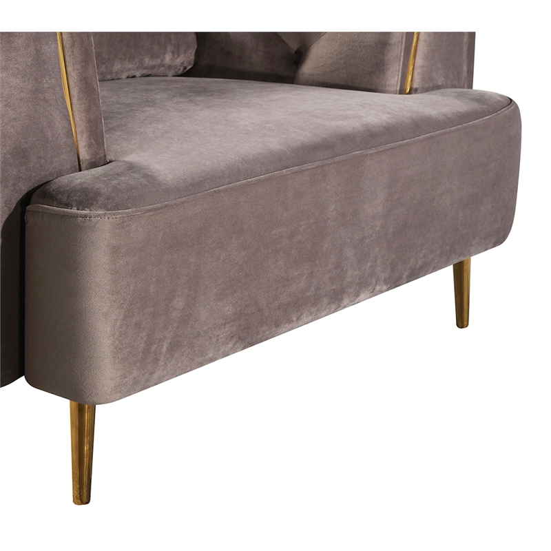 AE-D832 Gray Color with Soft Velvet Fabric Loveseat