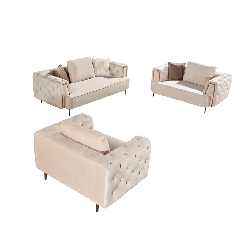 AE-D832 Cream Color with Soft Velvet Fabric Chair