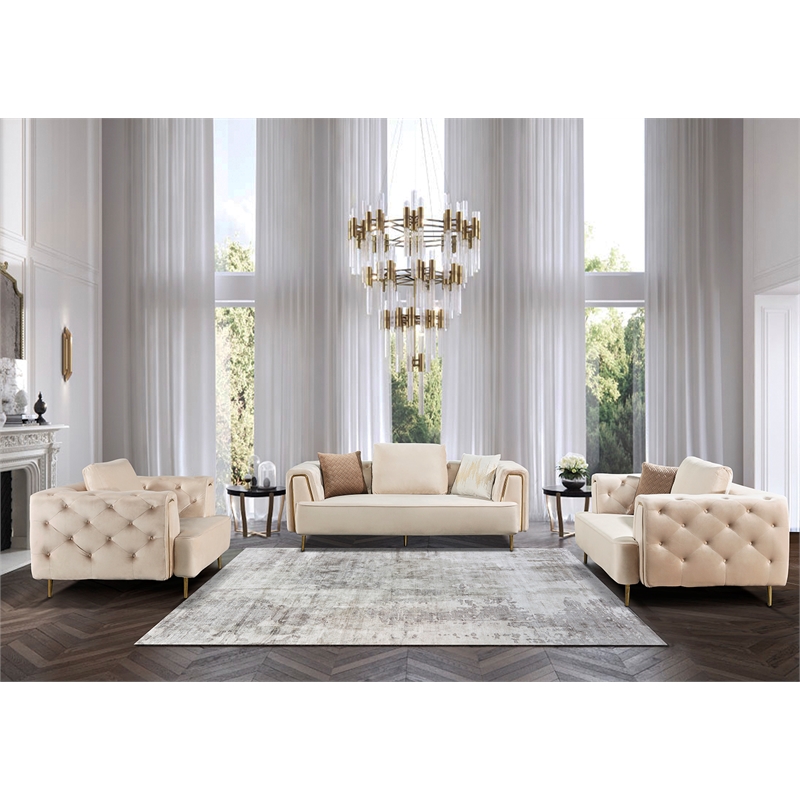 AE-D832 Cream Color with Soft Velvet Fabric Chair