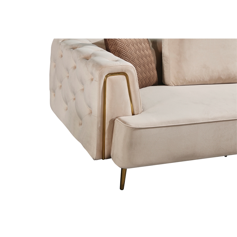AE-D832 Cream Color with Soft Velvet Fabric Chair