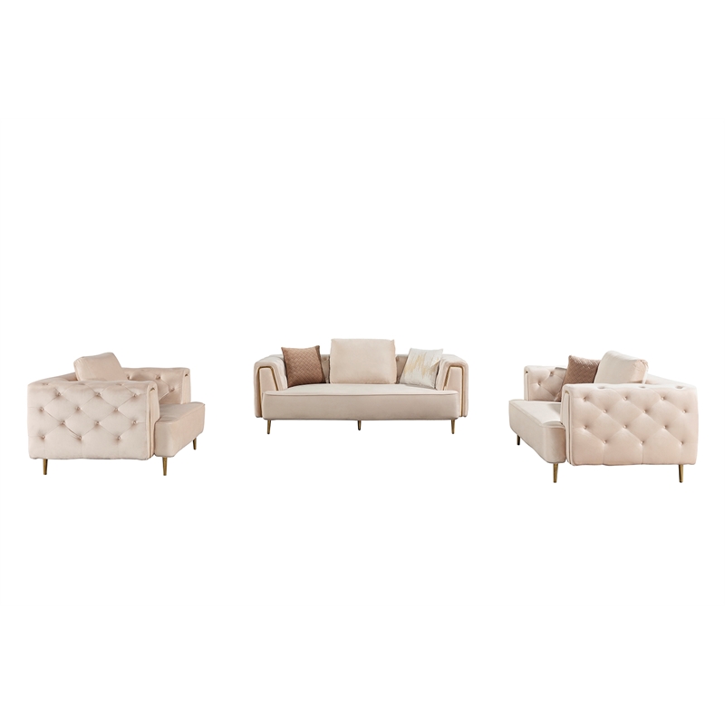 AE-D832 Cream Color with Soft Velvet Fabric Chair