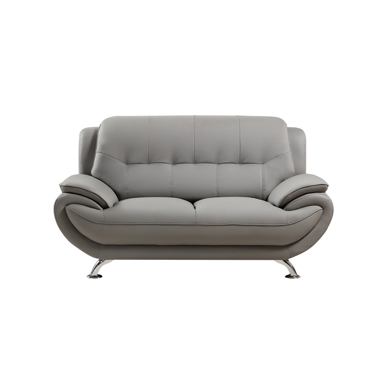 AE208 Gray Color With Love Seat Faux and Bonded Leather